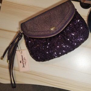Juicy Couture Purple Sequin Wristlet Clutch NWT